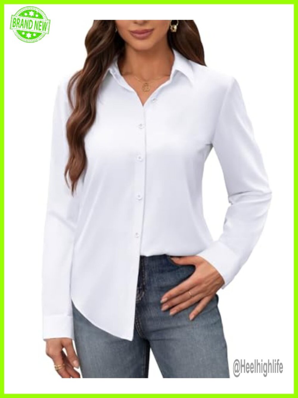 Women's Wrinkle Free Stain Shield Button Down Shirt Long Sleeve Work Blouse